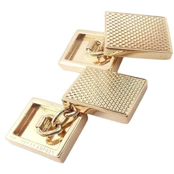 Rare! Authentic Van Cleef & Arpels 18k Yellow Gold Vintage Rectangle Cufflinks - Picture 6 of 6